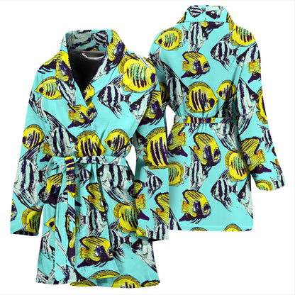 Angelfish Pattern Print Design 02 Women Bathrobe