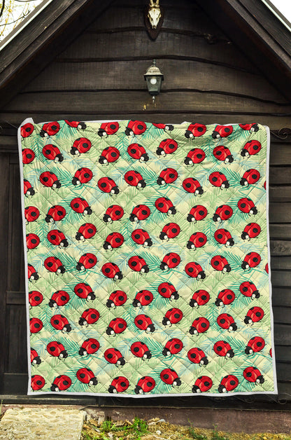 Ladybug Cute Print Pattern Quilt Bedspread