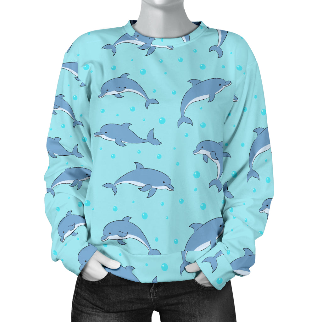Dolphin Baby Cute Print Pattern Women Long Sleeve Sweatshirt