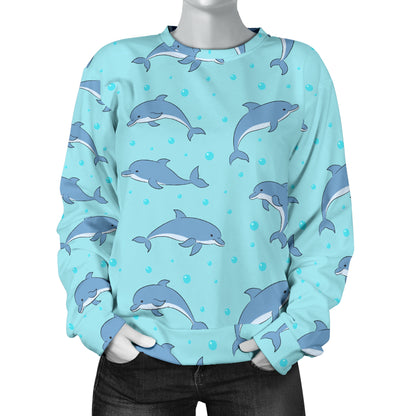 Dolphin Baby Cute Print Pattern Women Long Sleeve Sweatshirt
