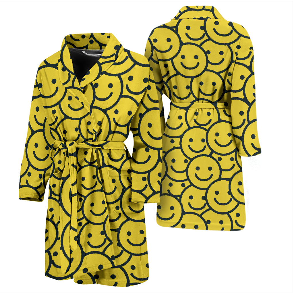 Smiley Face Emoji Print Design LKS302 Men Bathrobe