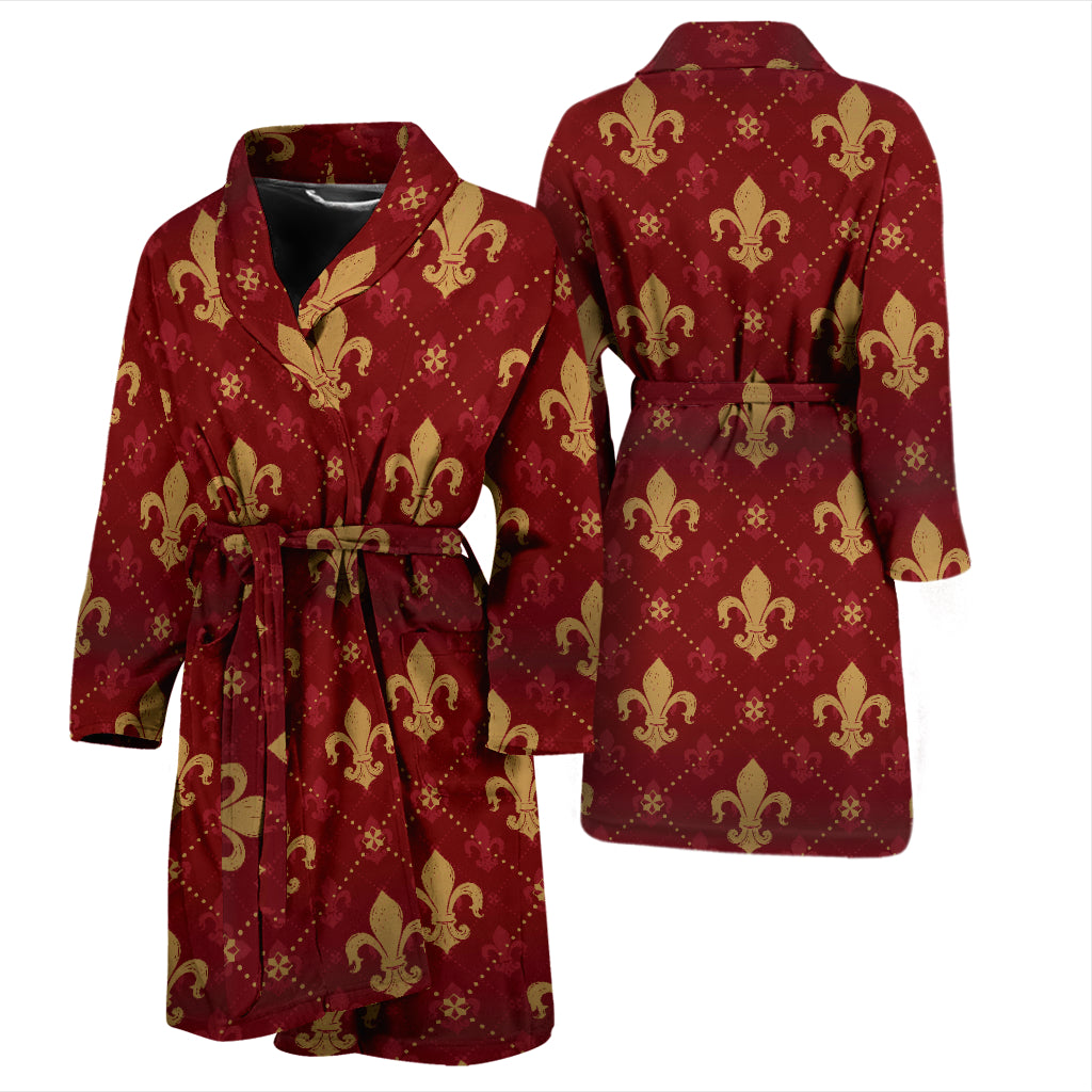 Fleur De Lis Print Design LKS401 Men Bathrobe