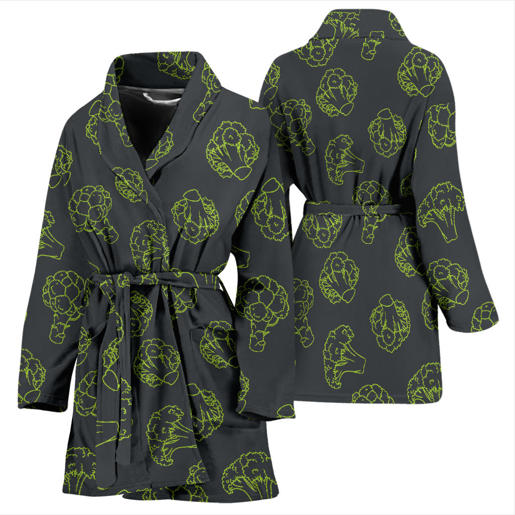 Broccoli Pattern Print Design 01 Women Bathrobe