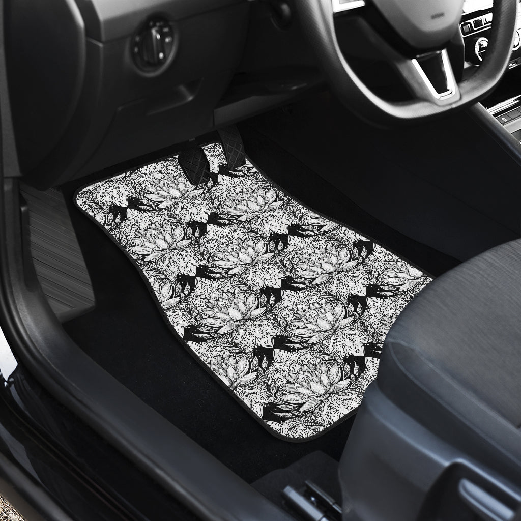 Lotus Mandala Print Pattern Car Floor Mats Front Back