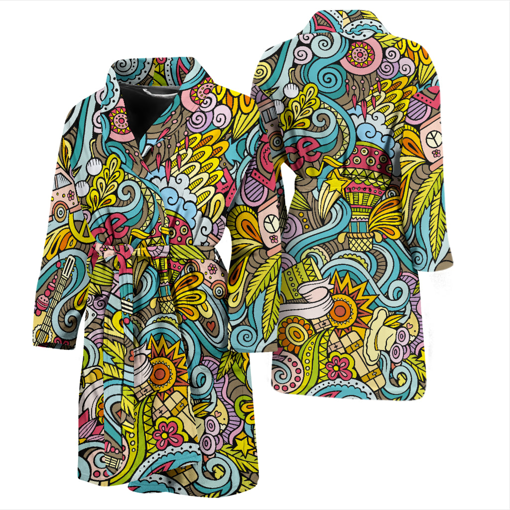 Hippie Print Design LKS301 Men Bathrobe