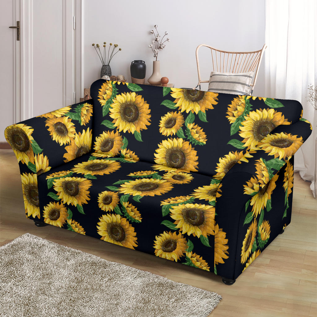 Sunflower Print Design LKS306 Loveseat Couch Slipcover