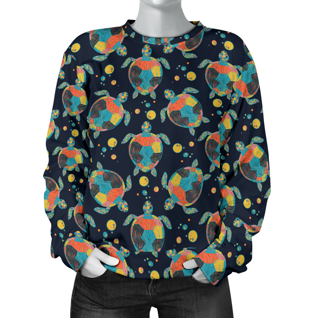 Sea Turtle Colorful with bubble Print Women Long Sleeve Sweatshirt