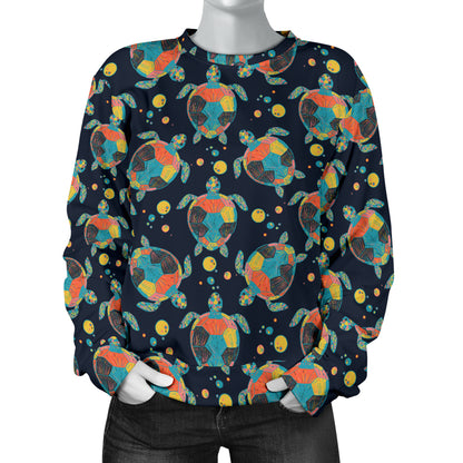 Sea Turtle Colorful with bubble Print Women Long Sleeve Sweatshirt
