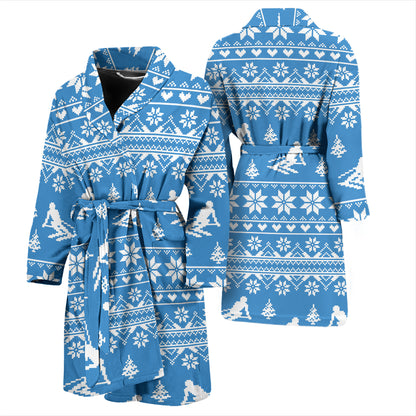 Ski Knit Pattern Print Design LKS302 Men Bathrobe