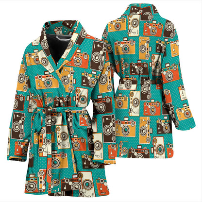Camera Pattern Print Design 02 Women Bathrobe