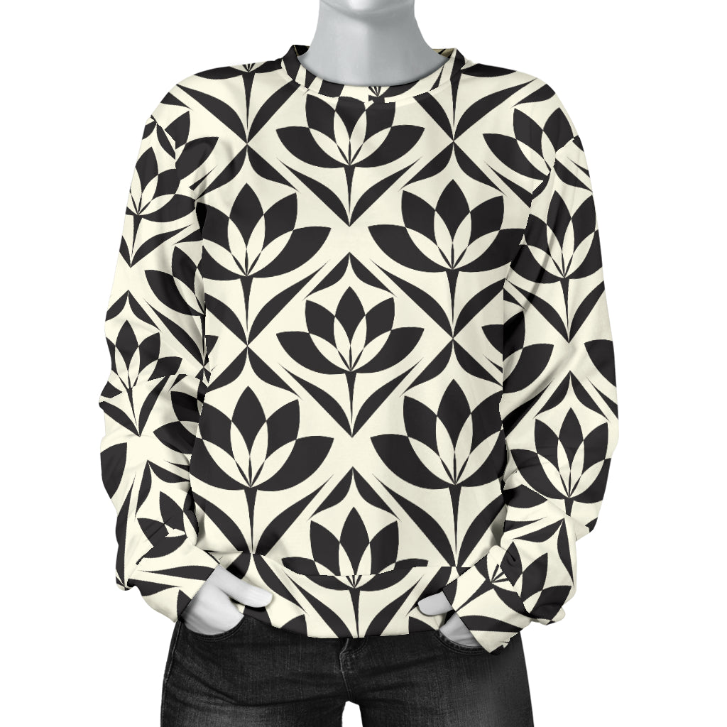 Lotus Pattern Print Women Long Sleeve Sweatshirt