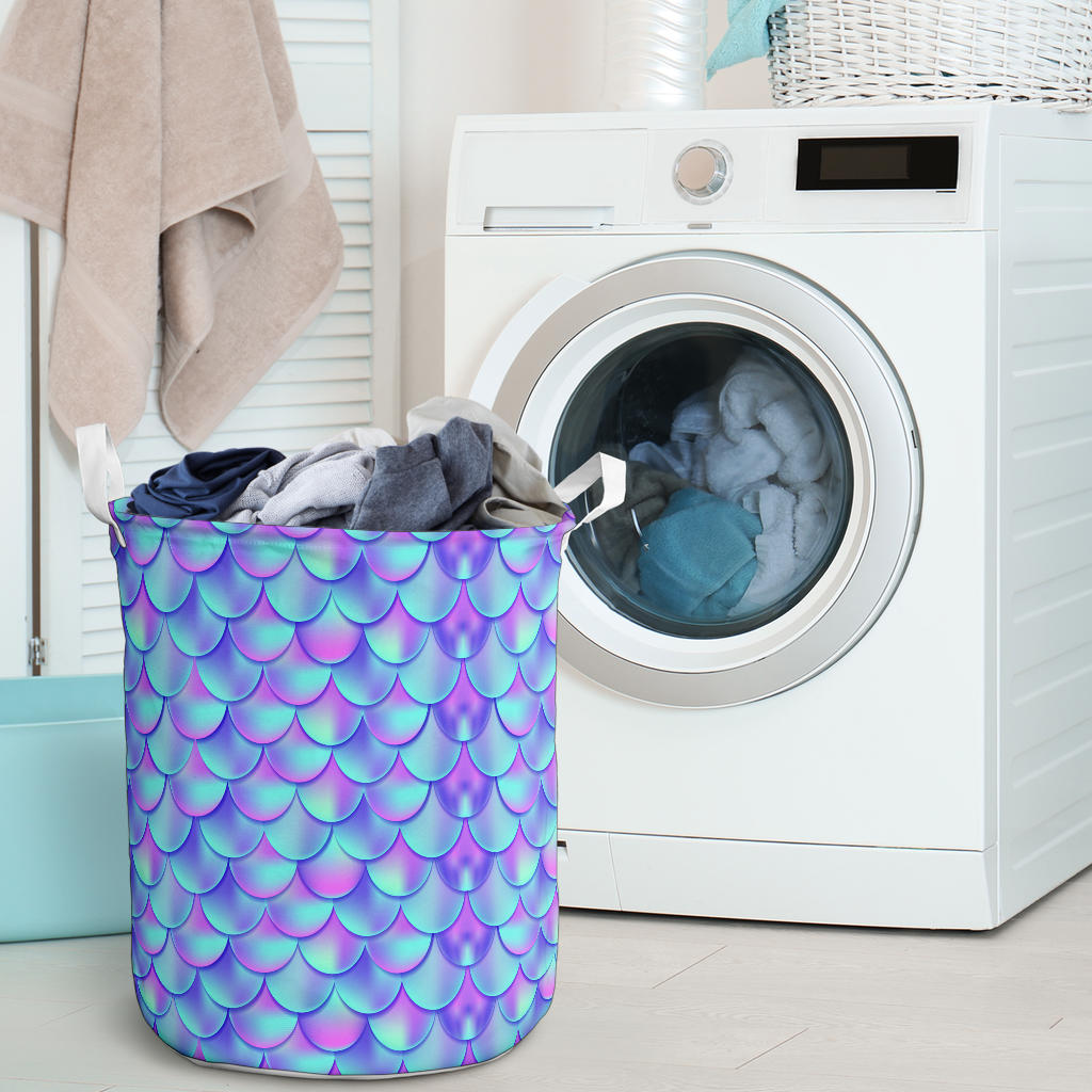 Mermaid Tail Design Print Pattern Laundry Basket