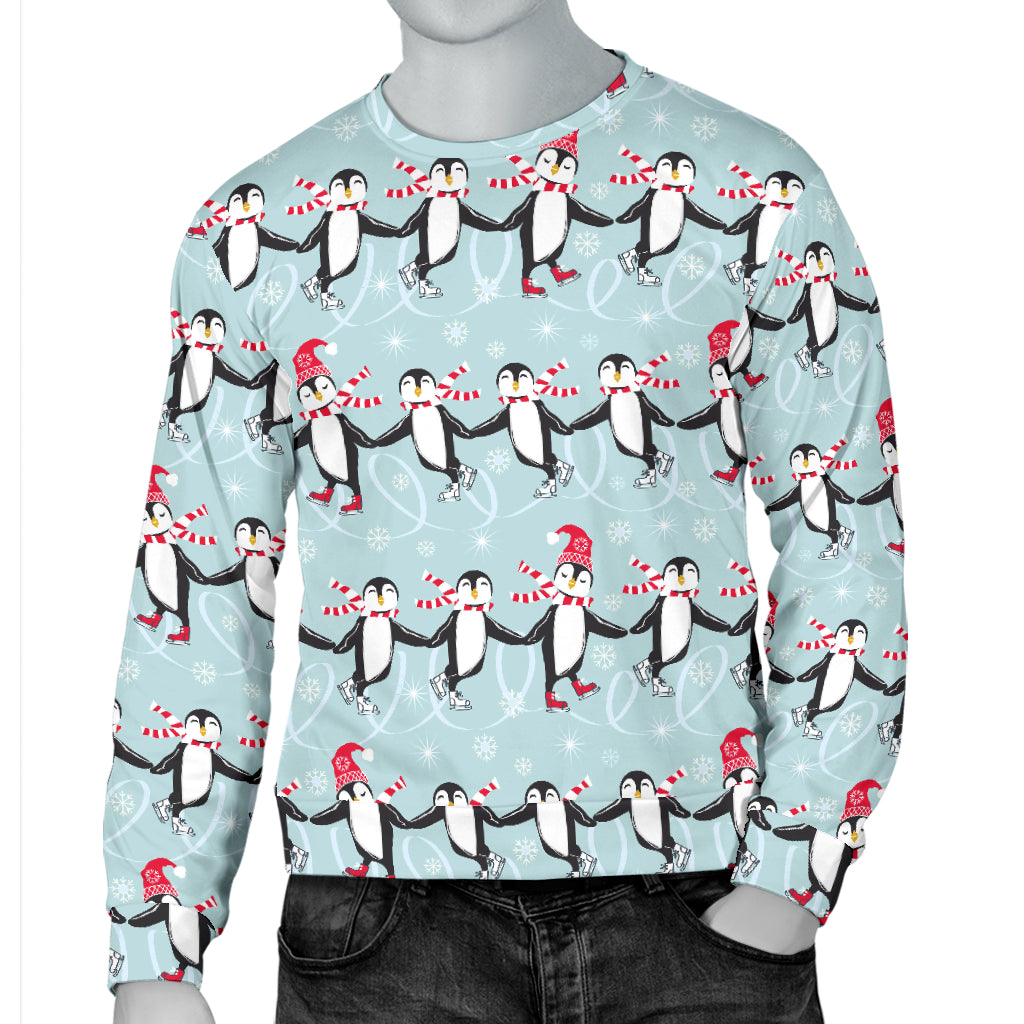 Penguin Sking Design Men Long Sleeve Sweatshirt