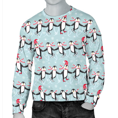Penguin Sking Design Men Long Sleeve Sweatshirt