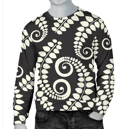 Fern Leave Print Pattern Men Long Sleeve Sweatshirt