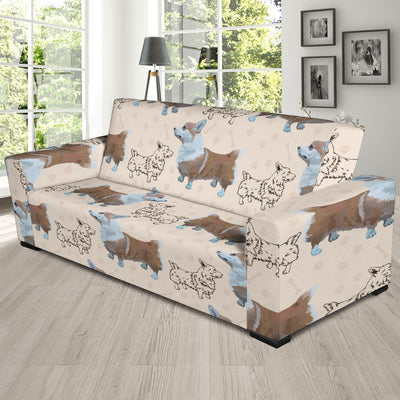 Pembroke Welsh Corgis Pattern Print Design A03 Sofa Slipcover