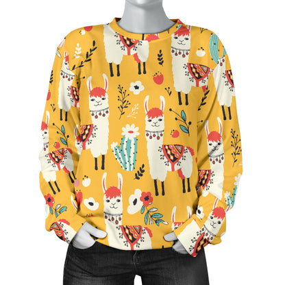 Llama Cute Themed Print Women Long Sleeve Sweatshirt