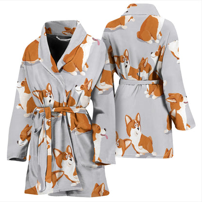 Pembroke Welsh Corgis Pattern Print Design A04 Women Bathrobe