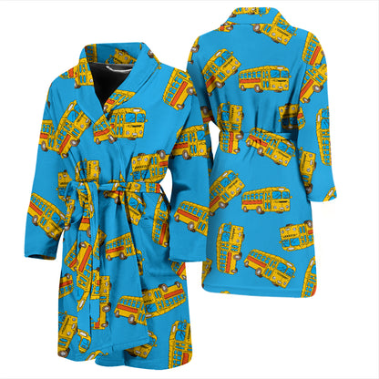 School Bus Print Design LKS302 Men Bathrobe