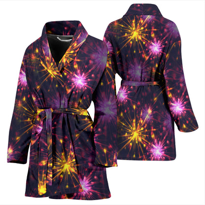 Firework Print Design LKS303 Women Bathrobe