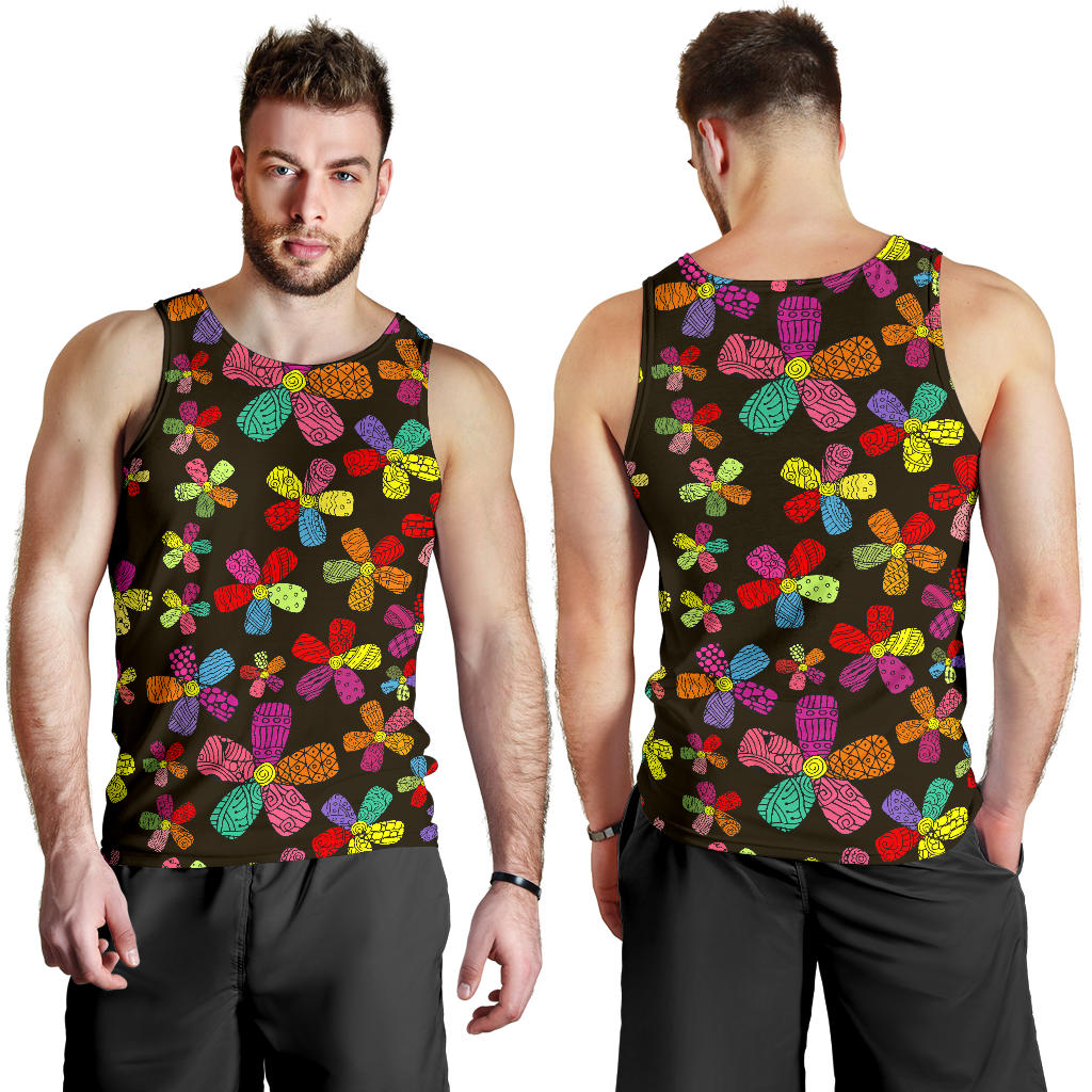 Flower Power Colorful Print Pattern Men Tank Top