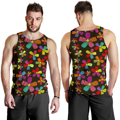 Flower Power Colorful Print Pattern Men Tank Top