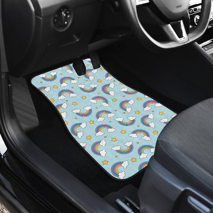 Rainbow Cloud Print Pattern Car Floor Mats Front Back