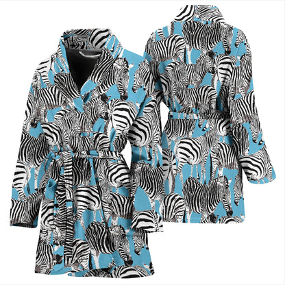 Zebra Print Design LKS305 Women Bathrobe