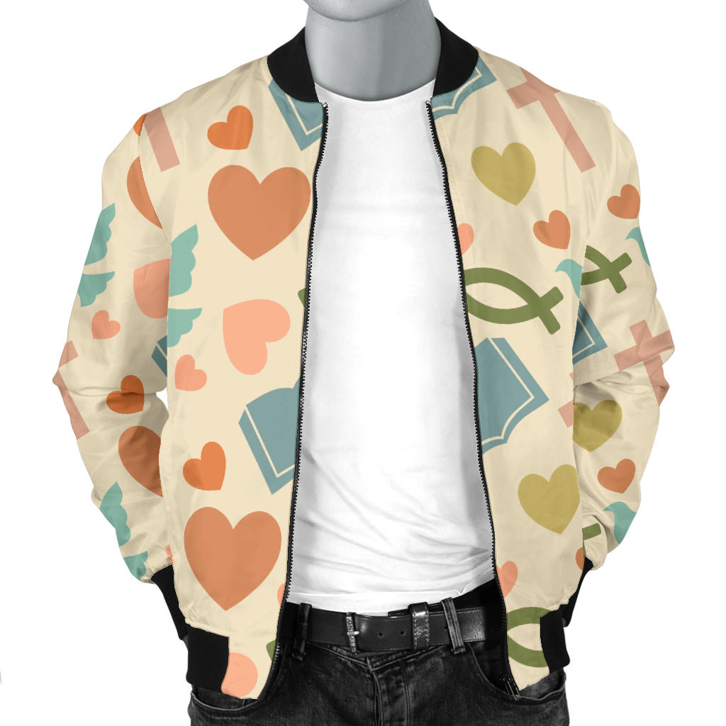 Christian Symbol Pattern Men Bomber Jacket