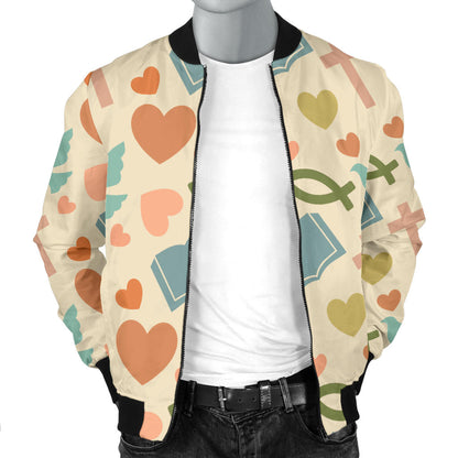 Christian Symbol Pattern Men Bomber Jacket