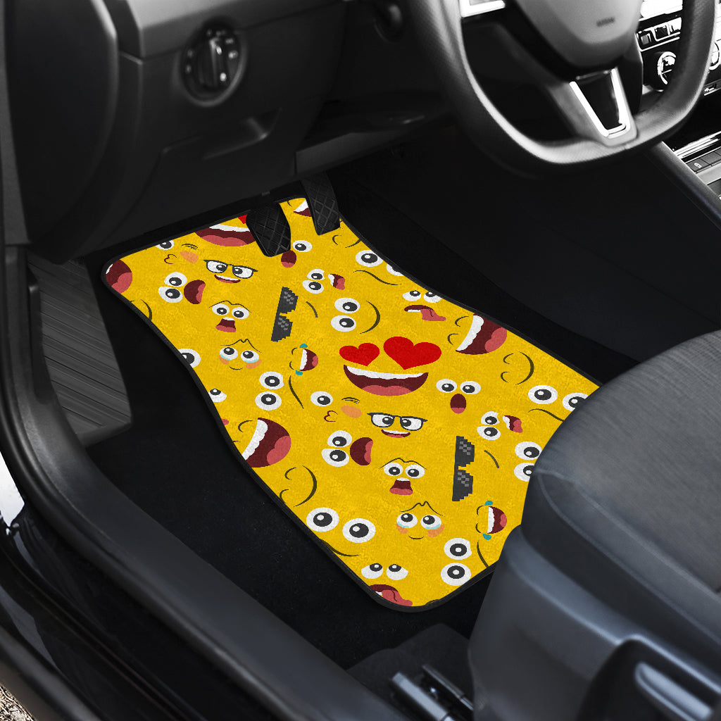 Emoji Face Print Pattern Car Floor Mats Front Back