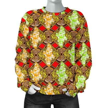 African Classic Print Pattern Women Long Sleeve Sweatshirt