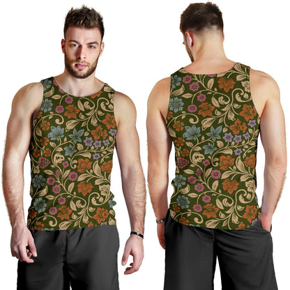 Floral Vintage Print Pattern Men Tank Top