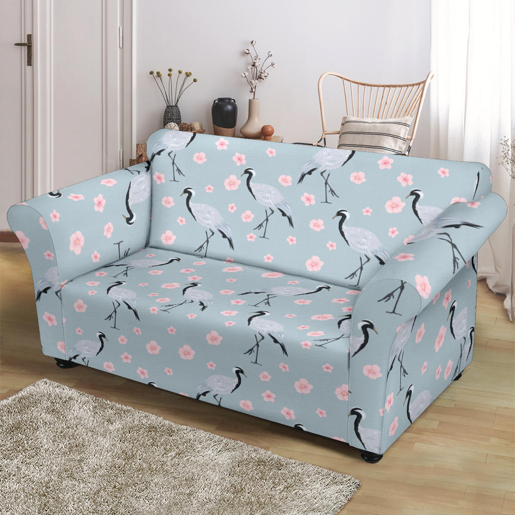Sakura Bird Print Design LKS304 Loveseat Couch Slipcover