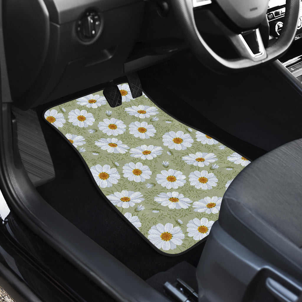 Daisy Yellow Print Pattern Car Floor Mats Front Back