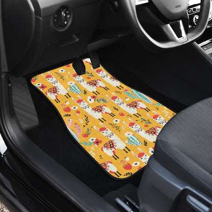 Llama Cute Themed Print Car Floor Mats Front Back