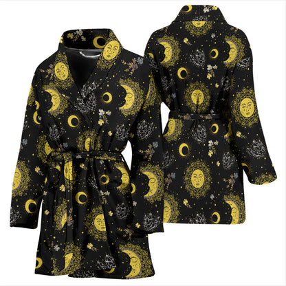 Sun Moon Print Design LKS301 Women Bathrobe