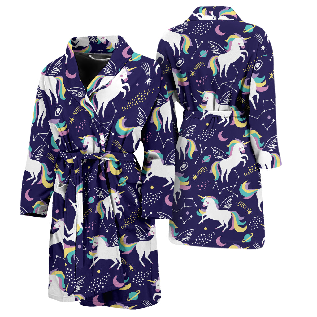 Unicorn Print Design LKS305 Men Bathrobe