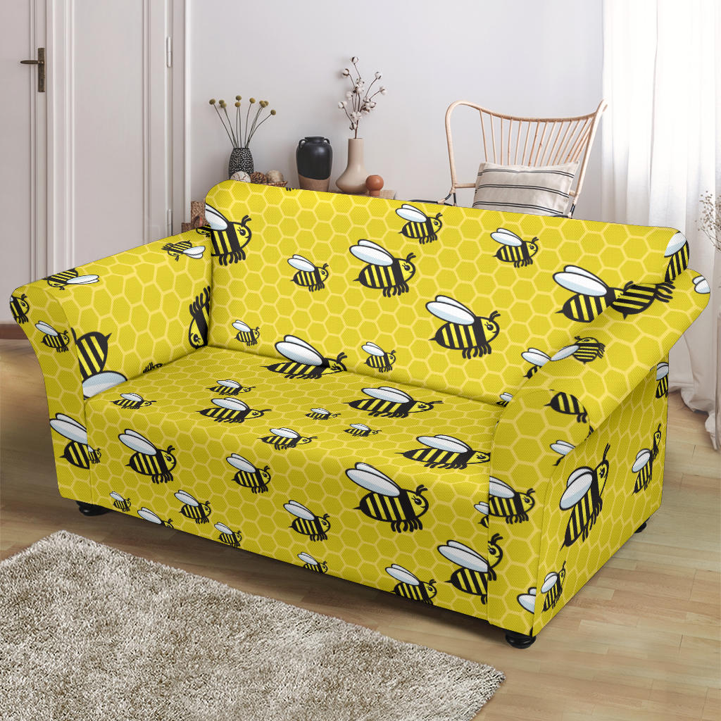 Bee Cute Print Design LKS308 Loveseat Couch Slipcover