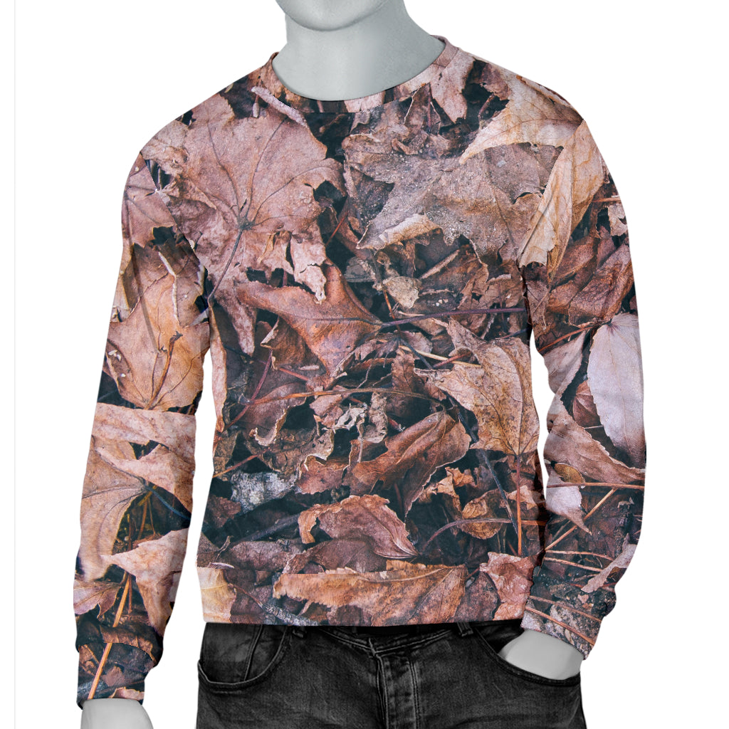 Camouflage Realistic Tree Leaf Print Men Long Sleeve Sweatshirt