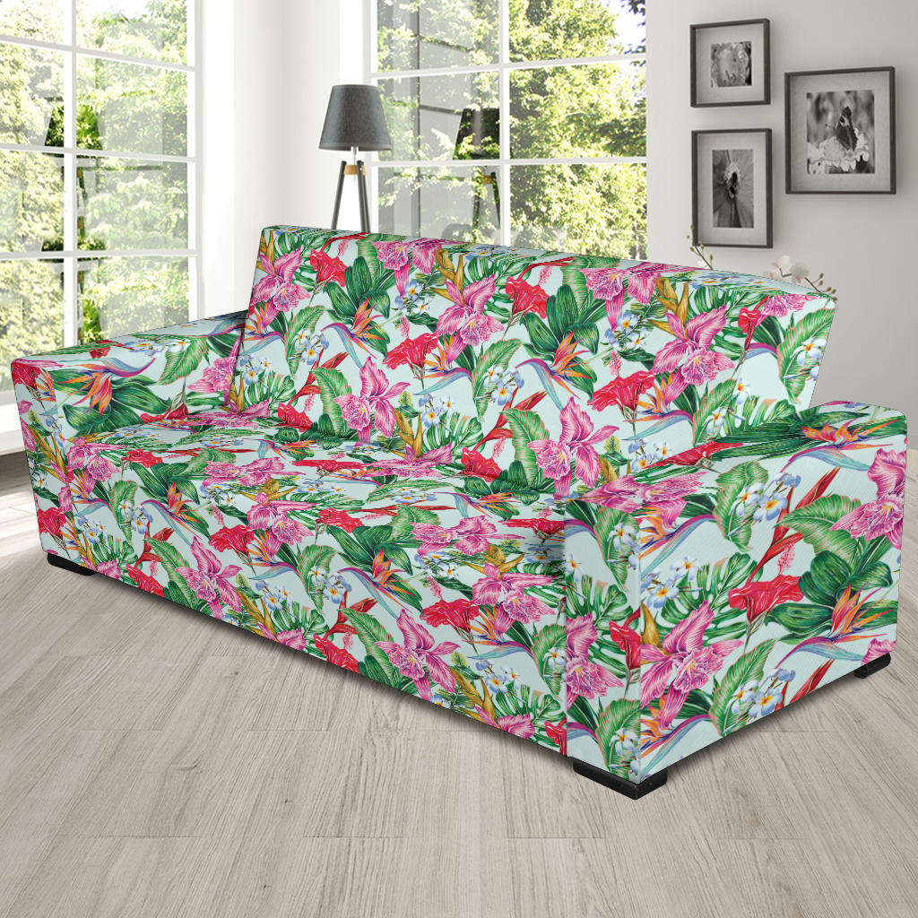 Tropical Flower Print Design LKS304 Sofa Slipcover