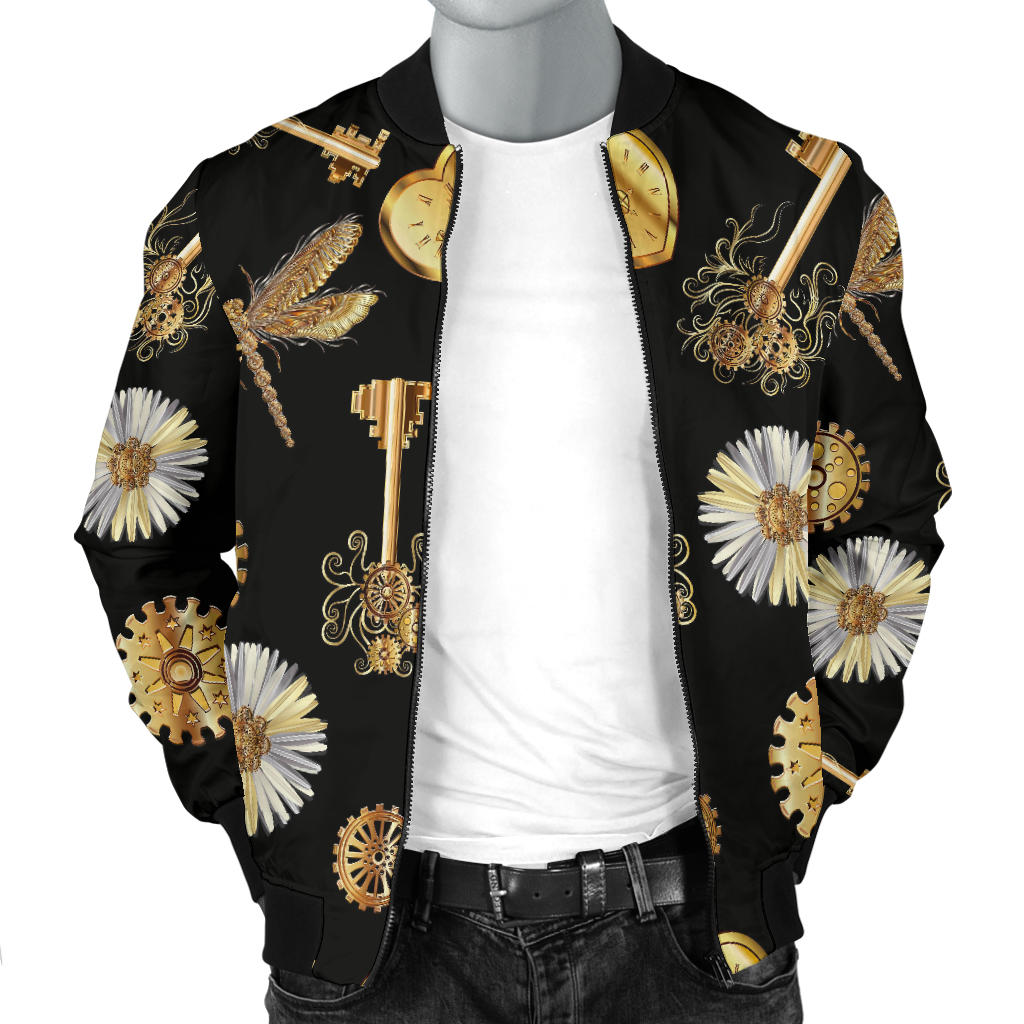 Steampunk Dragonfly Design Themed Print Men Bomber Jacket
