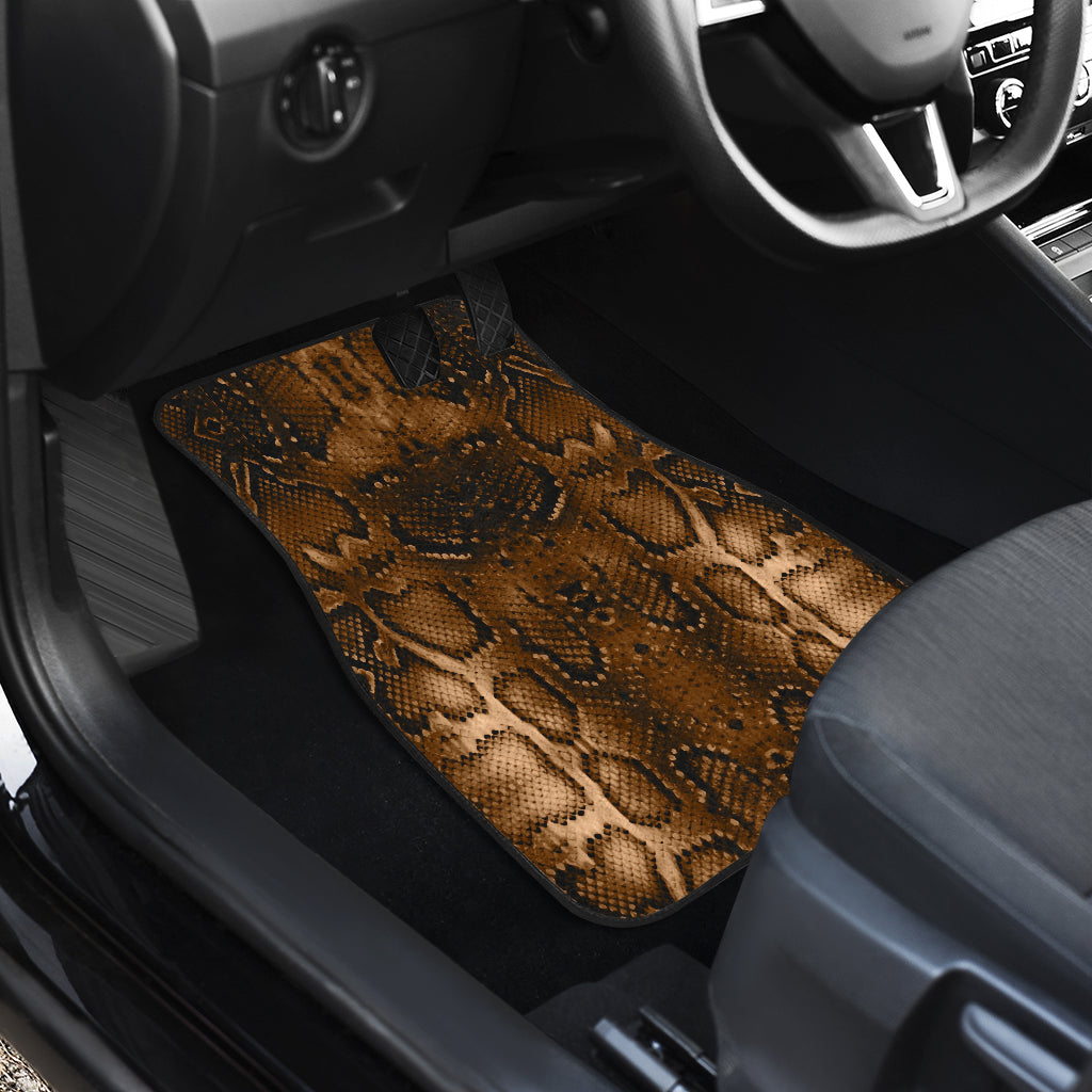 Snake Skin Brown Print Car Floor Mats Front Back