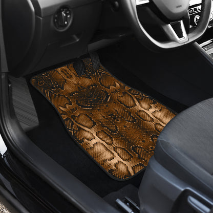 Snake Skin Brown Print Car Floor Mats Front Back