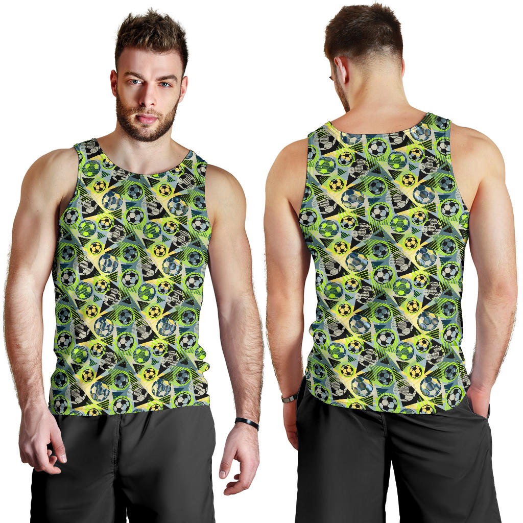 Soccer Ball Themed Print Pattern Men Tank Top