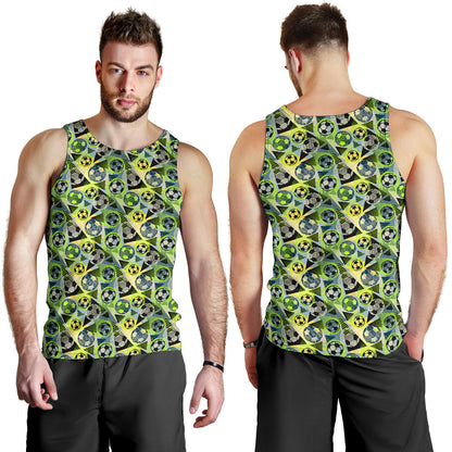Soccer Ball Themed Print Pattern Men Tank Top