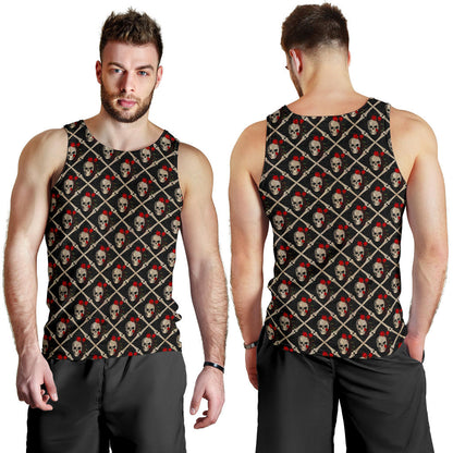 Skull Roses Bone Design Themed Print Men Tank Top