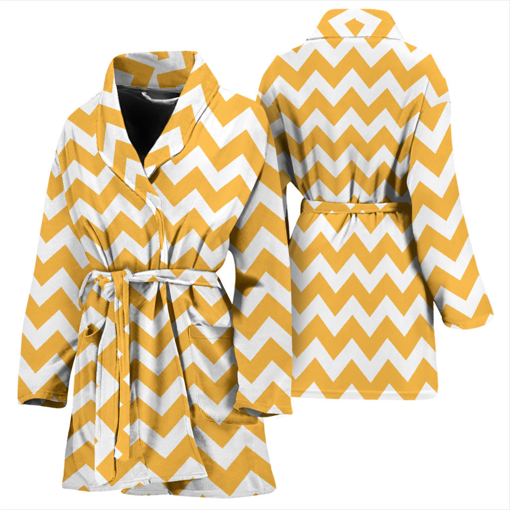 Chevron Orange Pattern Print Design 01 Women Bathrobe