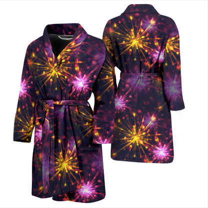 Firework Print Design LKS303 Men Bathrobe