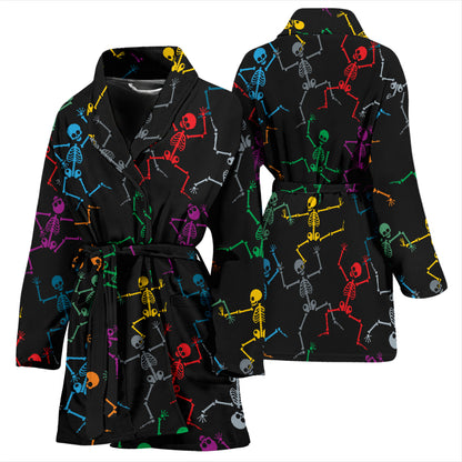 Skeleton Colorful Print Design LKS302 Women Bathrobe
